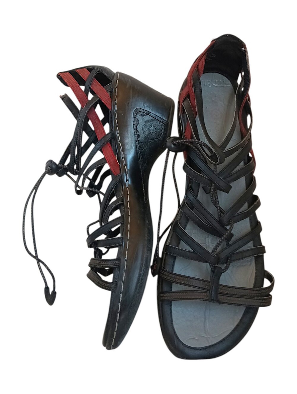 Athena Black Strappy Wedge Sandals Gladiator 9.5